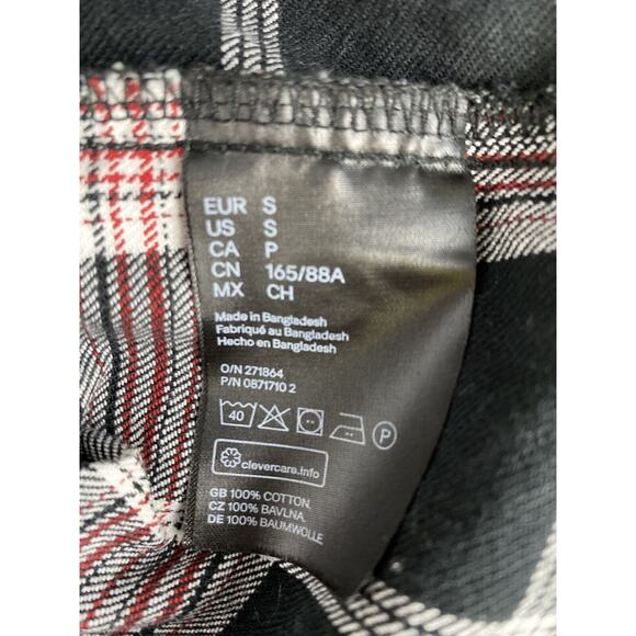 H&M Divided Boyfriend Shirt Women S Black Plaid Cowgirl Button Up Oversized NEW - Picture 5 of 6